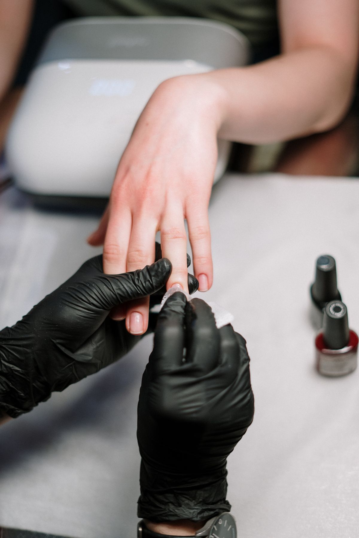 Manicure in progress at Master Nails Salon