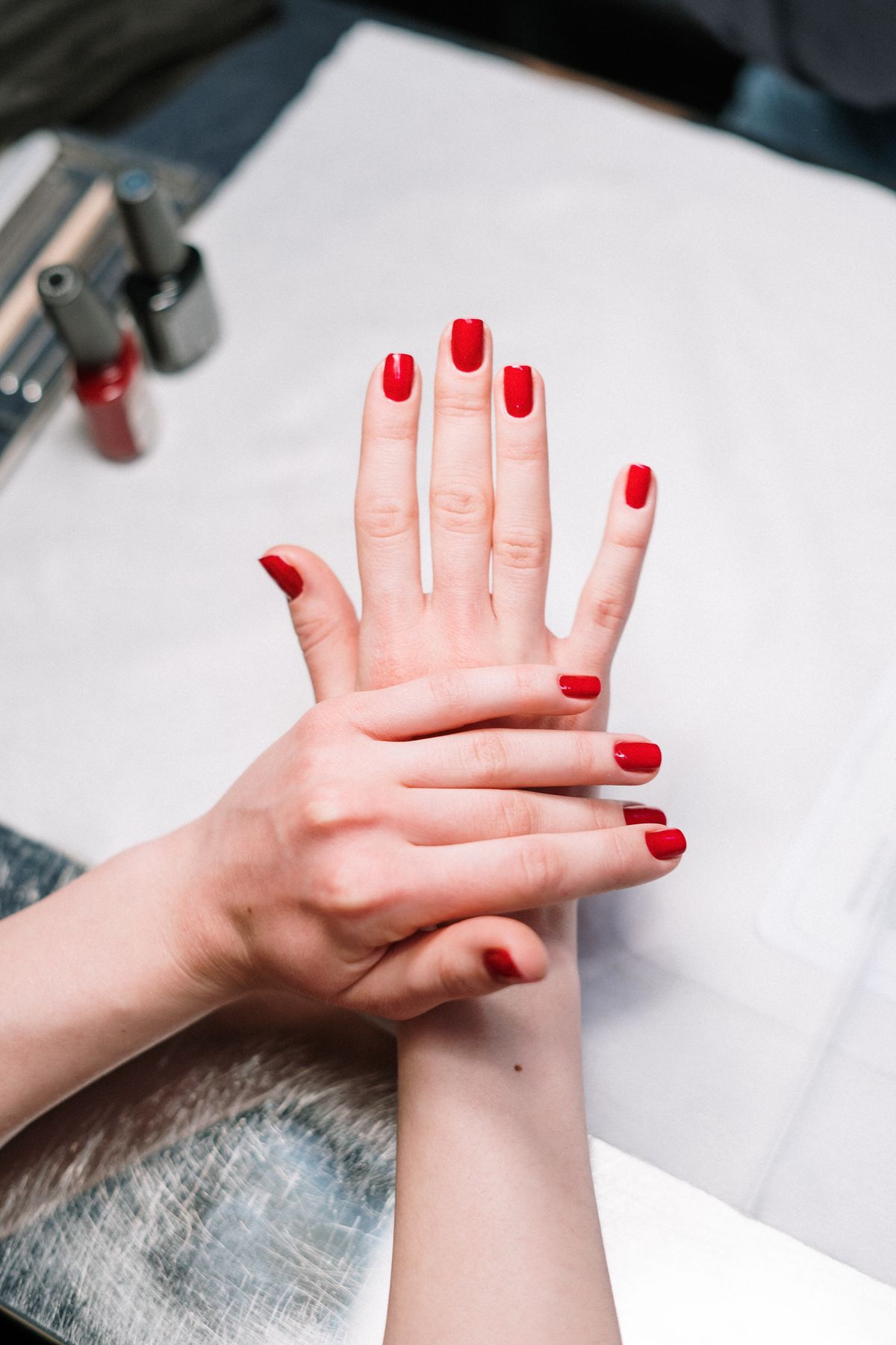 Finished red manicure by Master Nails Salon